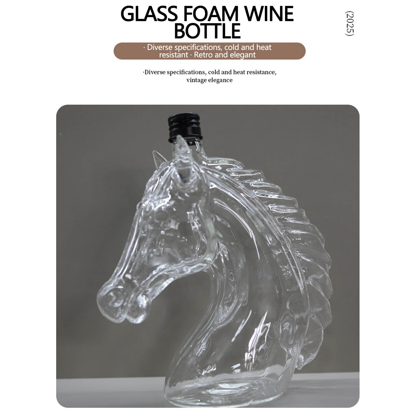 BiFandian Horse Head Whiskey Decanter, Unique Glass Horse Animal Whiskey Bottle, Fun Bar Wine Decanter Decoration, Gift for Whiskey Lovers, Dad, Husband, Boyfriend