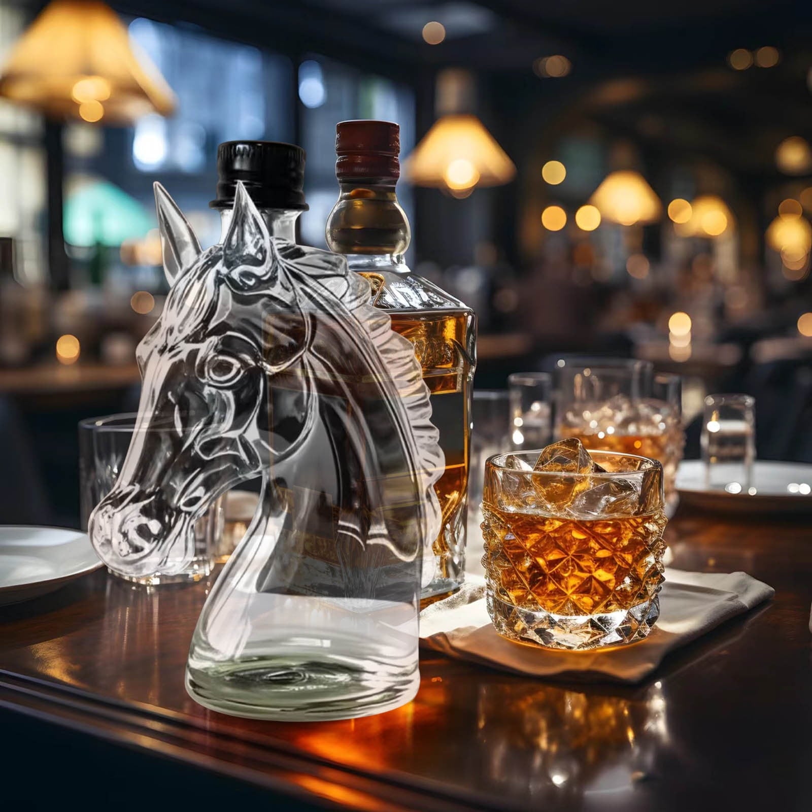 BiFandian Horse Head Whiskey Decanter, Unique Glass Horse Animal Whiskey Bottle, Fun Bar Wine Decanter Decoration, Gift for Whiskey Lovers, Dad, Husband, Boyfriend