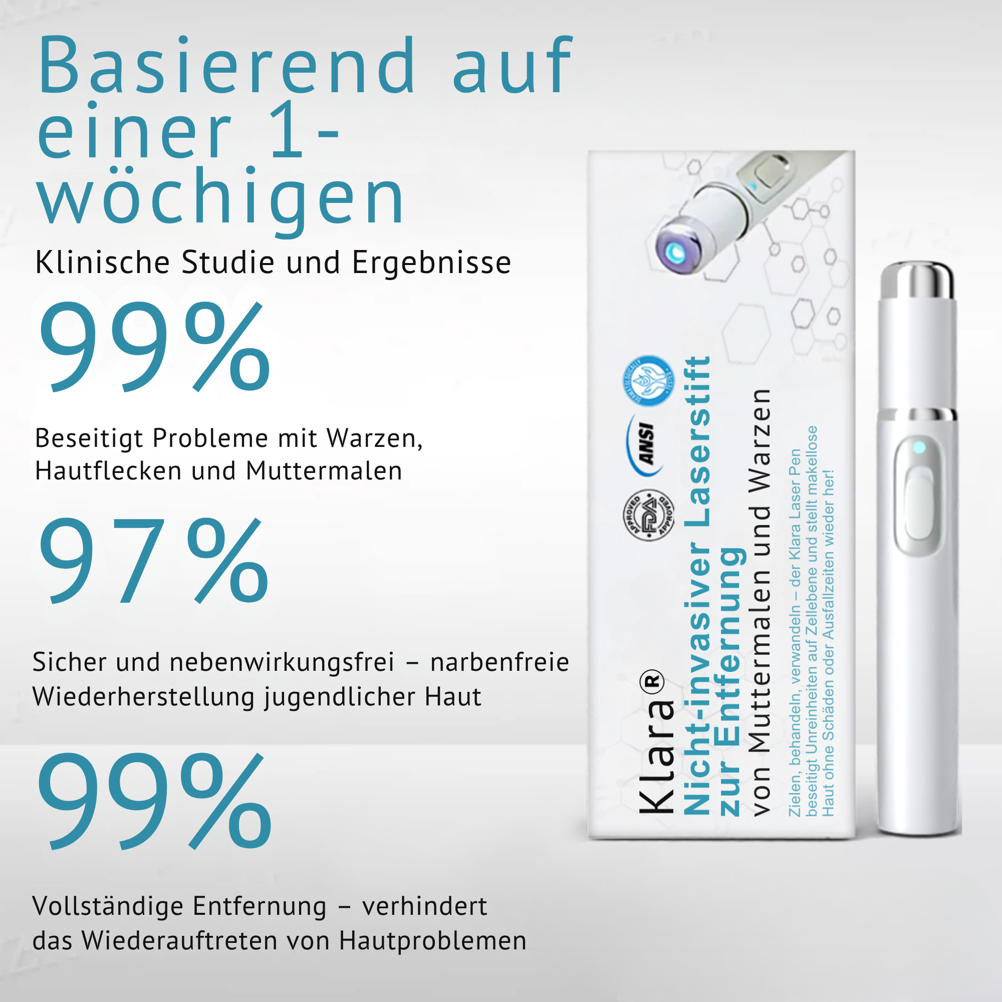Klara® Schmerzfreier Laserstift zur Entfernung von Muttermalen und Warzen – Promax Edition