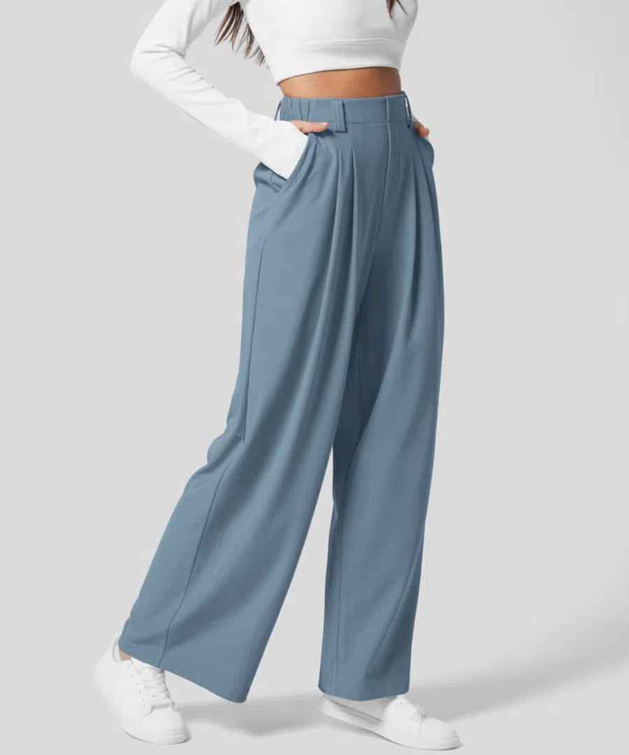 ALDEN™ - Elegant Elasticated High-Waisted Trousers