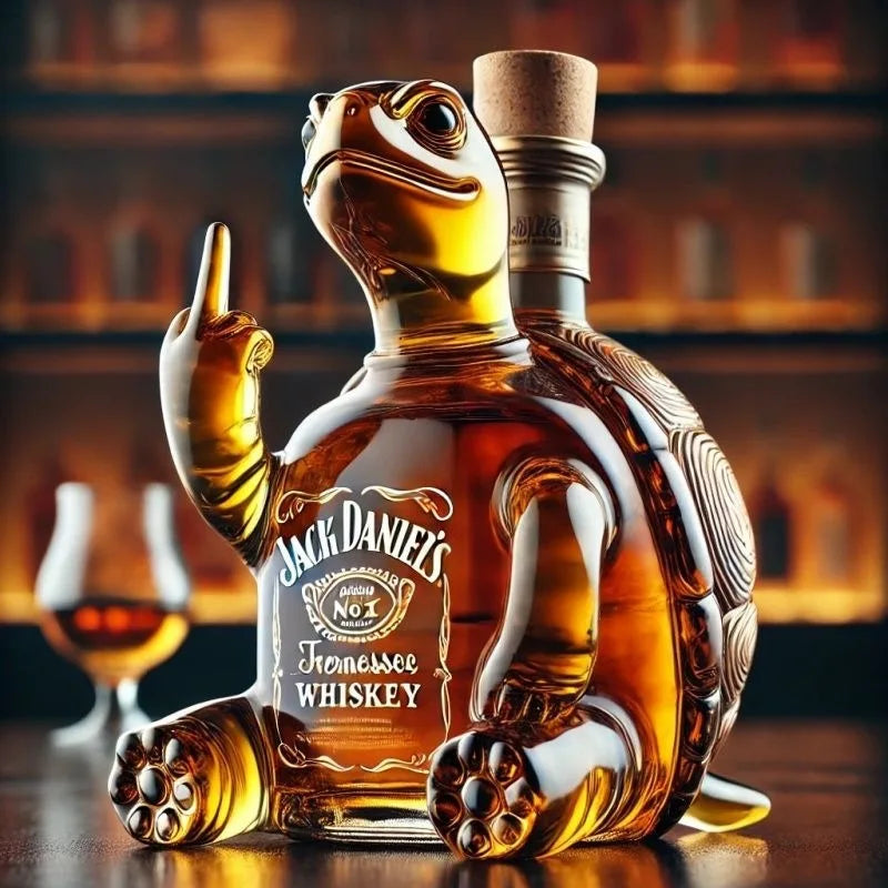 320ml Nieuwe Dieren Whisky Hoge Kwaliteit Lege Glazen Fles Schildpad Verhogen Middelvinger Pose Glazen Wijnfles Een Glad Oppervlak
