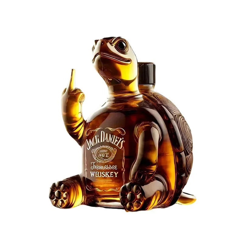 320ml Nieuwe Dieren Whisky Hoge Kwaliteit Lege Glazen Fles Schildpad Verhogen Middelvinger Pose Glazen Wijnfles Een Glad Oppervlak